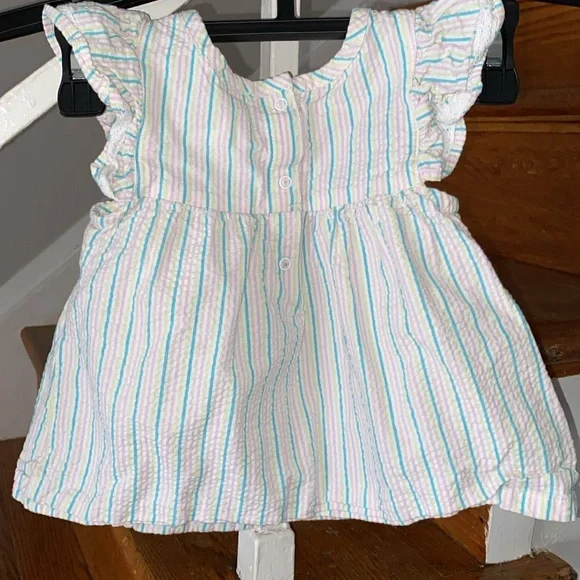 Baby Cat & Jack Multicolored striped dress Size 12M - Picture 2 of 3